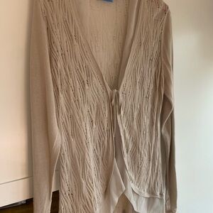 XL Vera Wang Sexy Flowy Lightweight Knit Tie Front Beige Women's Sweater